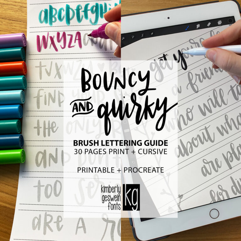 Bouncy and Quirky Brush Lettering Guide Graphic