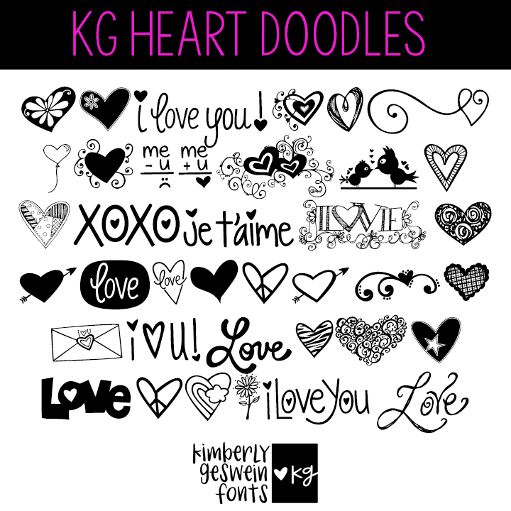 KG Heart Doodles Graphic