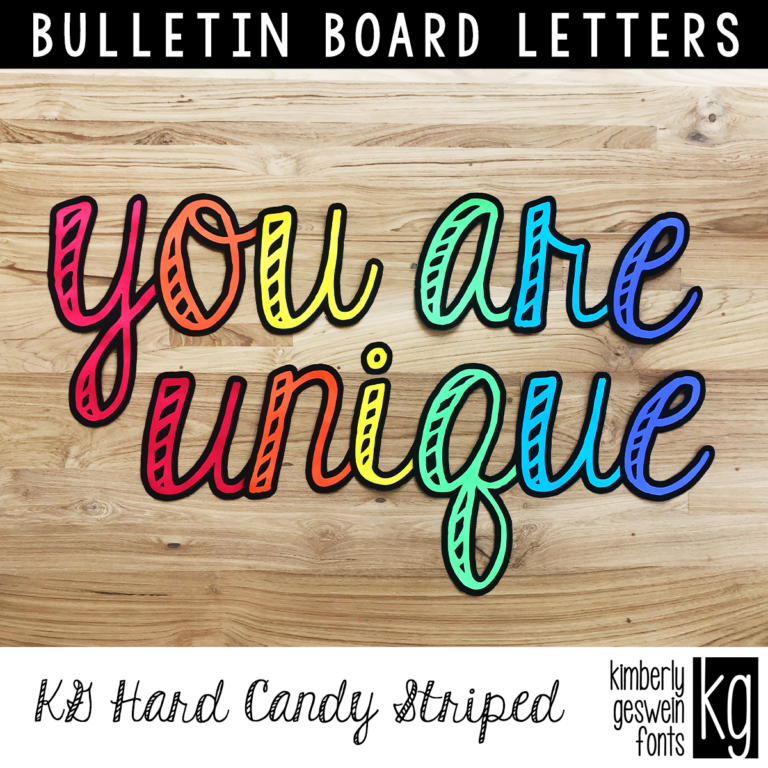 KG Hard Candy Striped Script Bulletin Board Letters