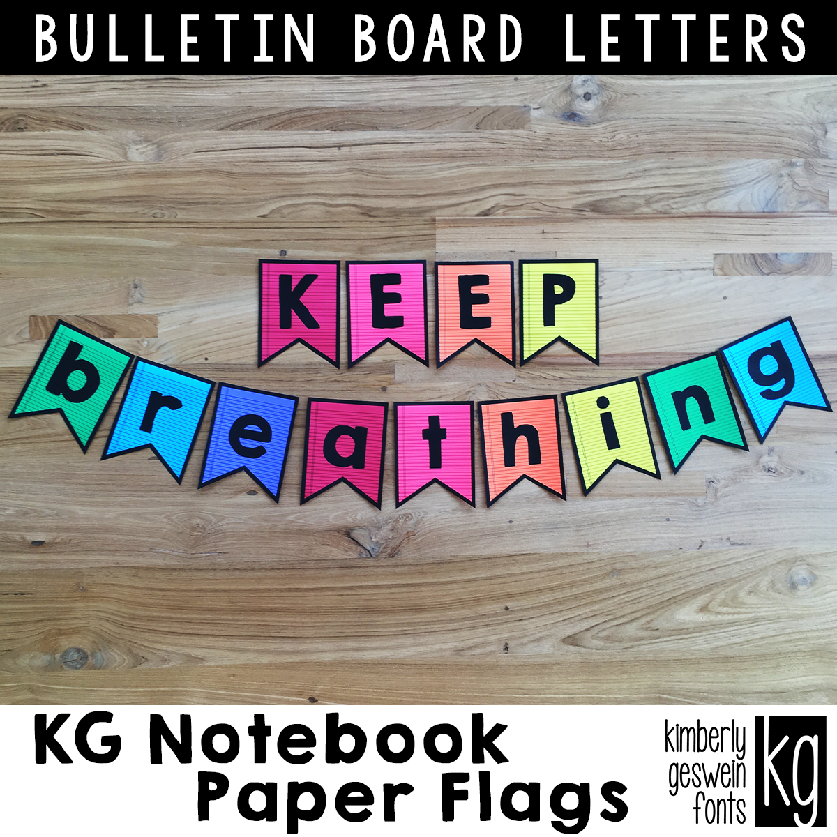 KG Notebook Paper Flags Bulletin Board Letters - Kimberly Geswein Fonts