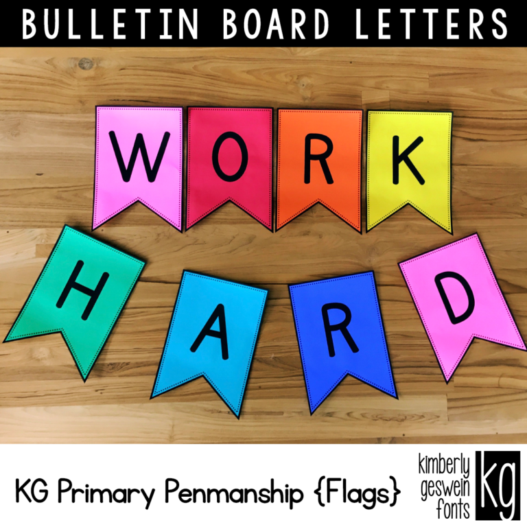 KG Primary Penmanship Flags Bulletin Board Letters Graphic