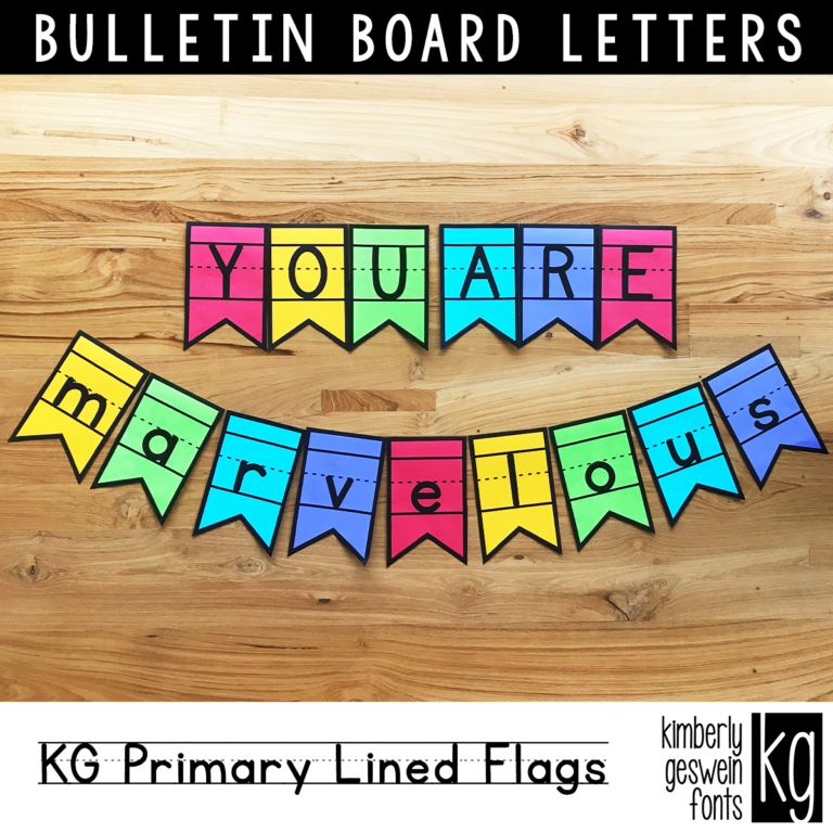 KG Primary Lined Flags Bulletin Board Letters