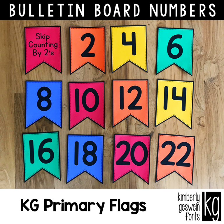 KG Primary Penmanship Flags Bulletin Board Numbers